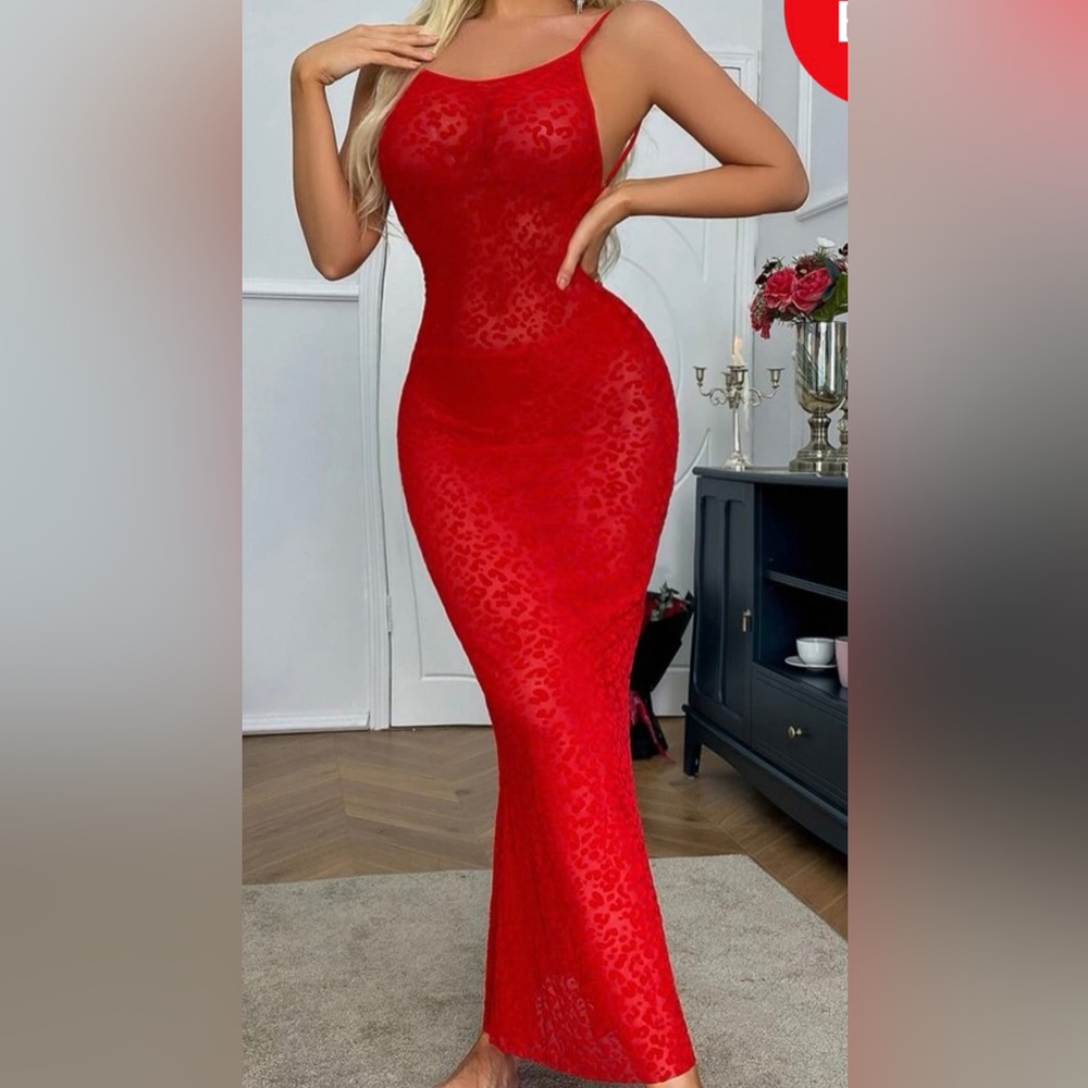 *NEW* SHEIN Leopard Mesh Backless Dress with Thong
